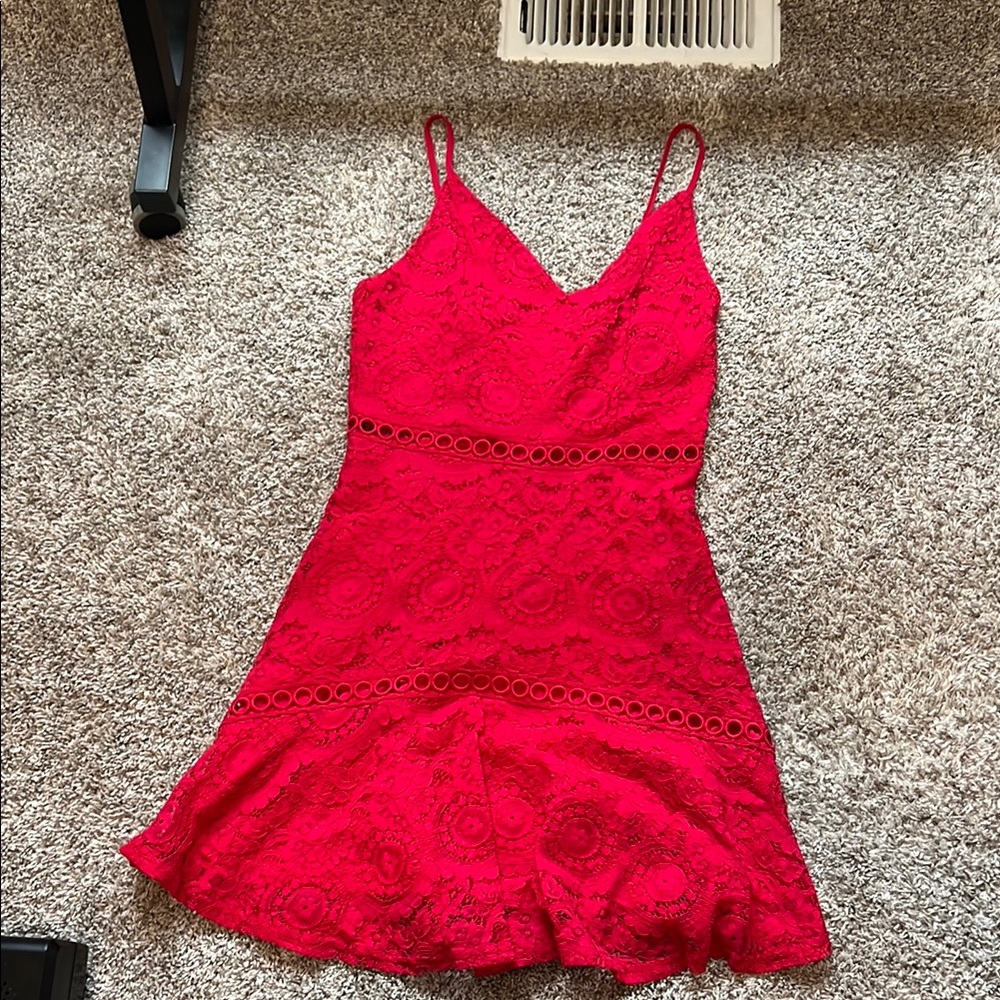 Elegant Red Lace Dress